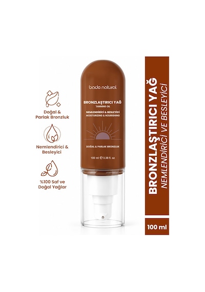 Bade Natural %100 Doğal Bronzlaştırıcı ve Nemlendirici Güneş Yağı 100 ML