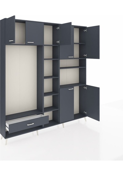 Arges Dolap 11 Raflı Tek Çekmeceli 7 Kapaklı 220x30x243 Antrasit-antrasit/antrasit Antrasıt/antrasıt Arges Dolap 11 Raflı Tek Çekmeceli 7 Kapaklı 220x30x243 Antrasit-antrasit/antrasit Antrasıt/antrasıt