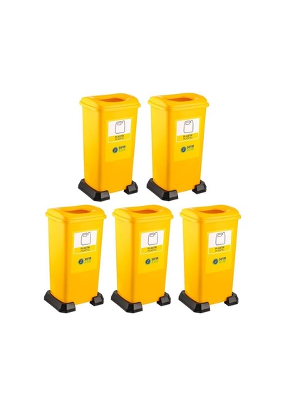 Omnipazar Sy-4398 Sıfır Atık Plastik Geri Dönüşüm Çöp Kutusu 70 Lt Sarı 5 Adet Sarı