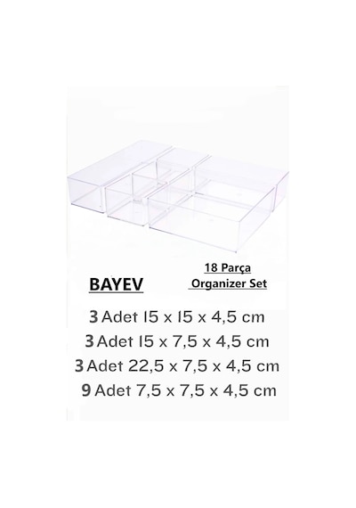 Bayev 3 X Lv 216 18 Parça Ayarlanabilir Çekmece Içi Düzenleyici Set Takı Makyaj Kutusu Kalem Organizeri Bayev 3 X Lv 216 18 Parça Ayarlanabilir Çekmece Içi Düzenleyici Set Takı Makyaj Kutusu Kalem Organizeri