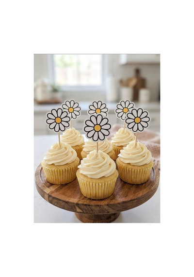12 Li Papatya Cupcake Kürdan Süsü.