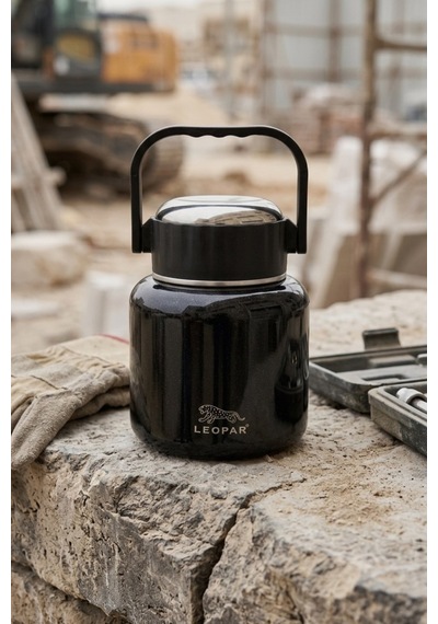 Cooker Leopar 900 Ml Kaşıklı Yemek Termosu Yk1517 Siyah