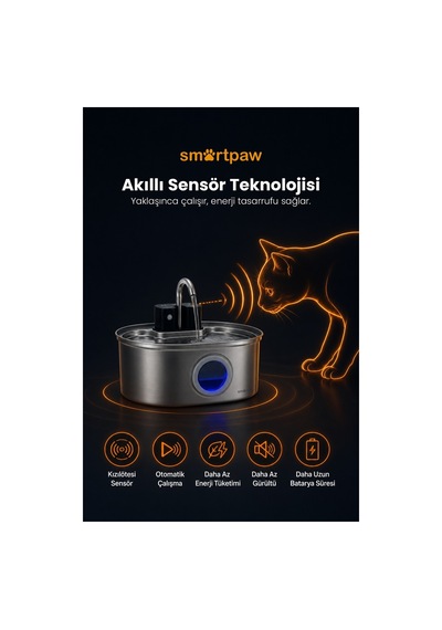 Aqua Max Sensörlü Kedi Su Pınarı Distribütör Garantili