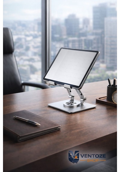 360 Dönebilir Yükseltilmiş Metal Tablet Standı Profesyonel Alüminyum Masaüstü Tutucu