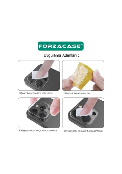 Forzacase Apple Uyumlu iPhone 16 Plus İle Kamera Lens Koruyucu Cam Filmi - Fc378 Renksiz