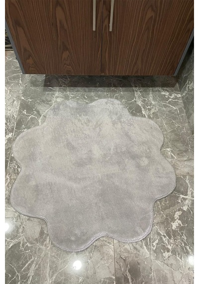 2'li Gri Banyo Halısı Peluş Post Halı Klozet Takımı 80x80 Ve 100x100 Gri