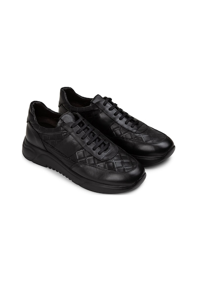 Deery Hakiki Deri Siyah Erkek Sneaker Ayakkabı - 01963Msyhe03 Siyah