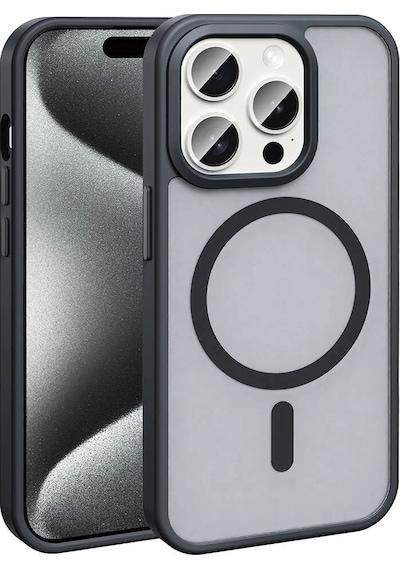 Apple Uyumlu iPhone 15 Pro Max Kılıf Magsafe Şarj Özellikli Mat Arka Yüzey Redclick Sio Kapak - Siyah