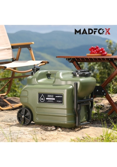 Madfox Galon Air Pe Tekerlekli Musluklu Su Bidonu 28 Litre Green Yeşil