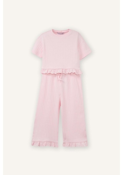 Defacto Fırfır Detaylı Pembe 2li Takım Kız Bebek H2664a526sppn670 Pembe-pn670