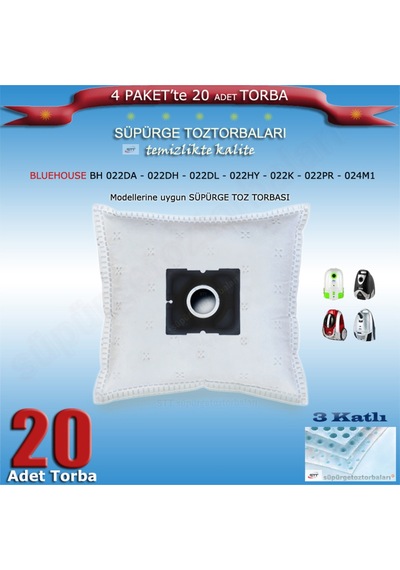 Bluehouse Bh 022da -022dh-022dl-022hy-022k-022pr-024m1 Modellerine Uygun 10 Adet Toz Torbası 200120