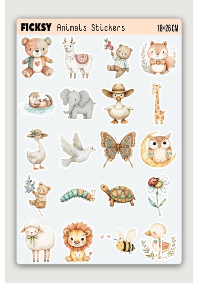Sevimli Hayvanlar Sticker Seti - 75 Adet Etiket Çıkartma Diğer