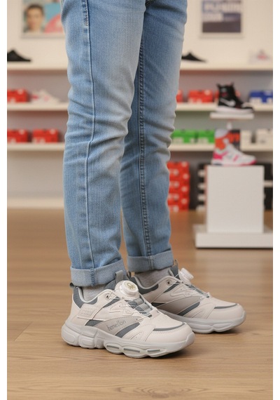United Colors Of Benetton Gri Fileli Hafif Esnek Erkek Çocuk Spor Ayakkabı Bnı-10253 F
