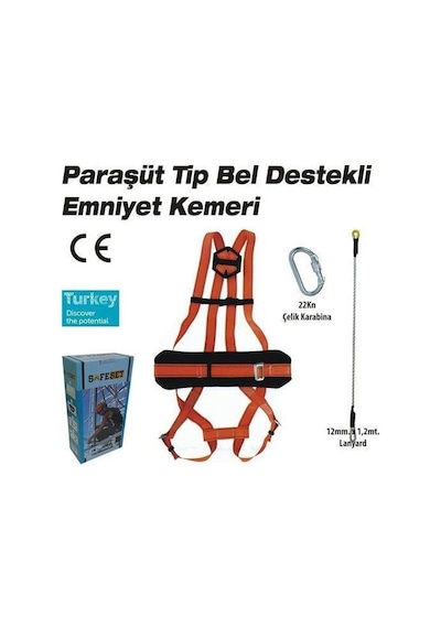 Safeset Paraşüt Tipi Emniyet Kemeri Bel Destekli