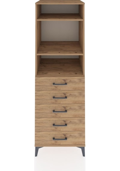 Kronos Dolap 3 Raflı 5 Çekmeceli 60x59x182 Çam-çam Çam
