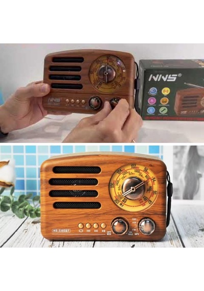 Buffer Küçük Boy Retro, Nostaljik, Ahşap Tasarım Bluetooth Hoparlörlü, Şarjlı, Taşınabilir Büyük Döndür