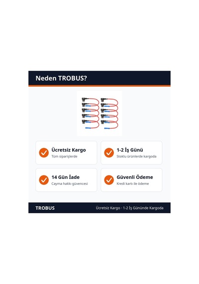 Trobus Fuse Tap Sigorta Çoklayıcı Mini Bıçak Tipi Adaptör 10 Adet Diğer