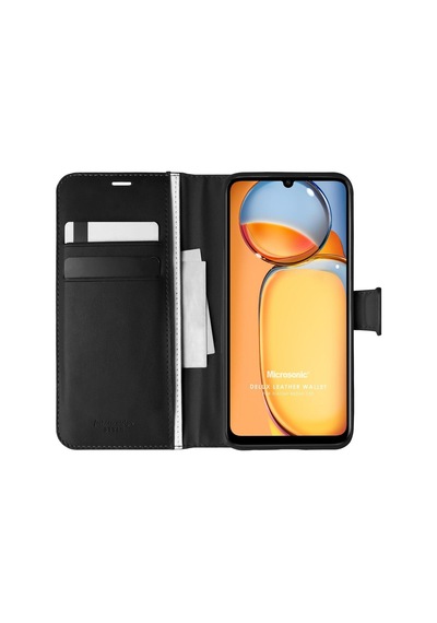 Xiaomi Redmi 13c Uyumlu Kılıf Delux Leather Wallet Siyah Resimde Görünen