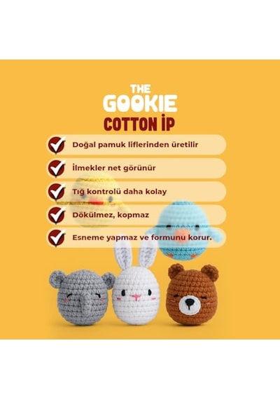 Mini Civciv Örgü Kiti - Amigurumi Tığ Kiti 000 Açık Krem