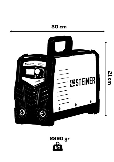 Steiner Mma-200 Amper Dijital Göstergeli İnverter Kaynak Mavi