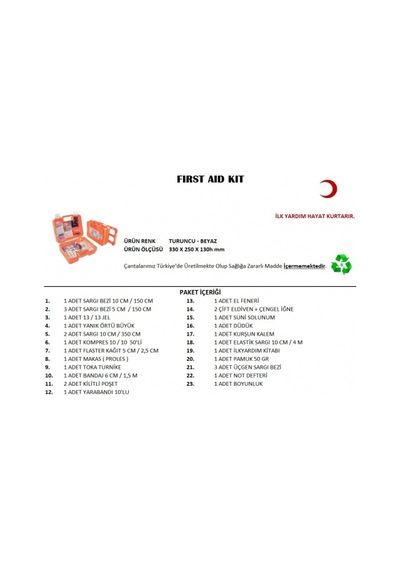 Büyük Boy İlk Yardım Seti First Aid Kit 5324