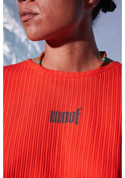 Woof Baskı Crop Top (Turuncu) Turuncu
