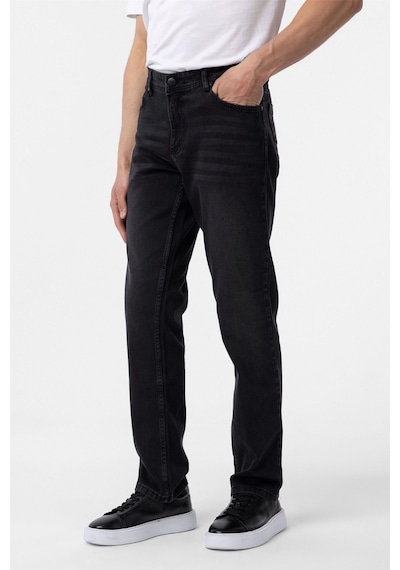 Süvari Siyah Regular Denim Pantolon-35074 Siyah