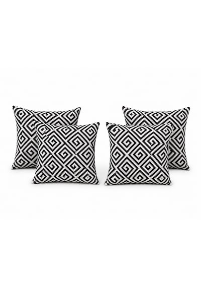 Kırlent 5 4'lü Siyah Beyaz Geometrik Desenli Kırlent Kılıfı 45x45 Cm Dekoratif Yastık Kılıfı Modern Koltuk Kırlenti Gizli Fermuarlı Kare Çok Renkli