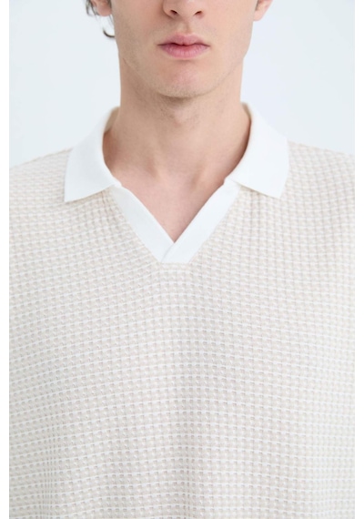 Defacto Regular Fit Polo Yaka Kısa Kollu Tişört B6548AX24SP Bej