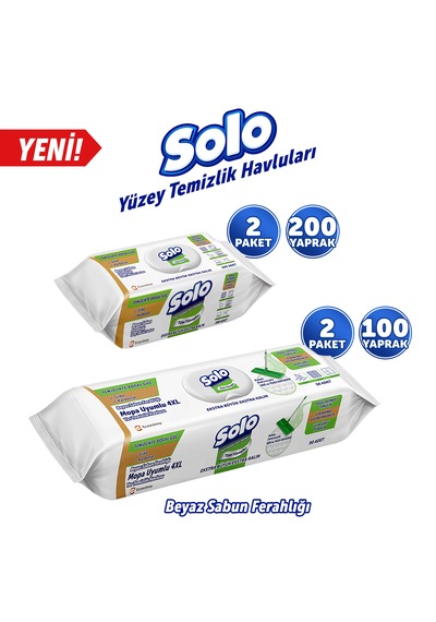 Solo Yüzey Temizleme Mendili Beyaz Sabun Set 4lü 300 Yaprak