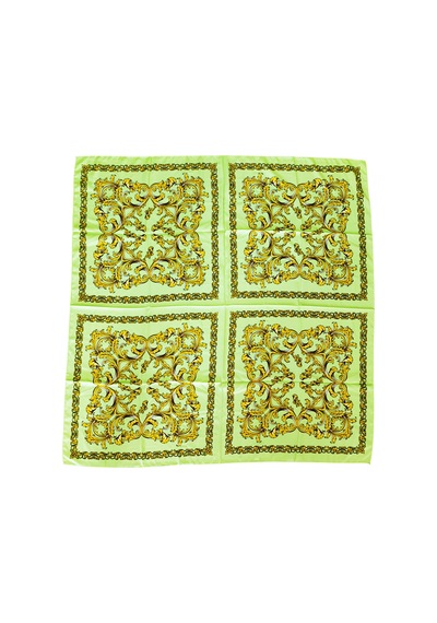 Tikitonki Kare Kesim Etnik Çiçek Desenli Yeşil Eşarp - 90x90 Yeşil Yeşil