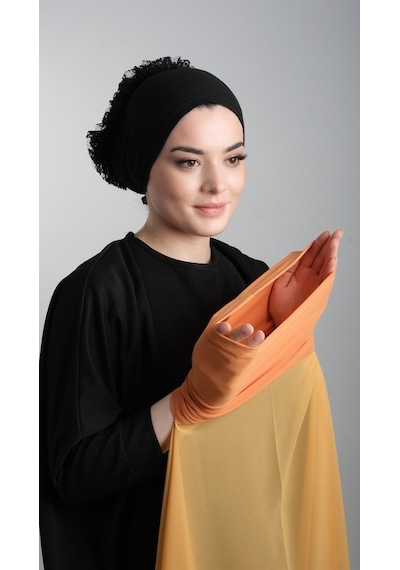 Hürrem Bone Hardal Pratik Hazır Geçmeli Şal Şifon Boru Boneli 3001_43