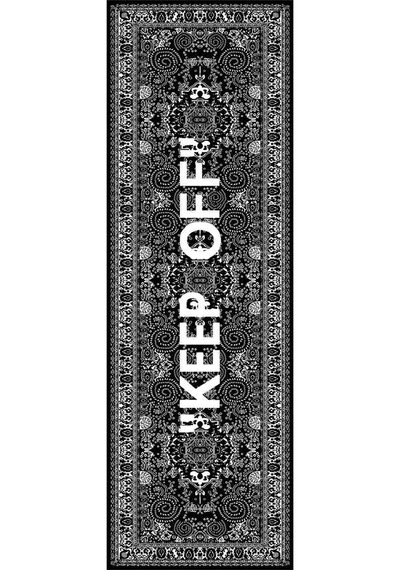 Siyah Keep Off Desenli Premium Masa Örtüsü Runner Rnr453n11