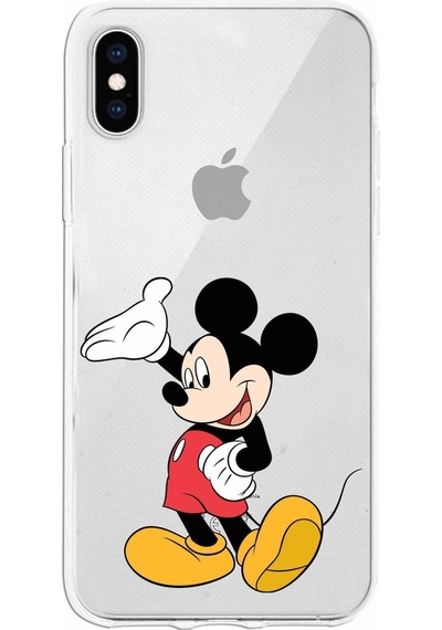 Apple Uyumlu iPhone X  Kapak Mickey Mouse Tasarımlı Şeffaf Silikon Kılıf
