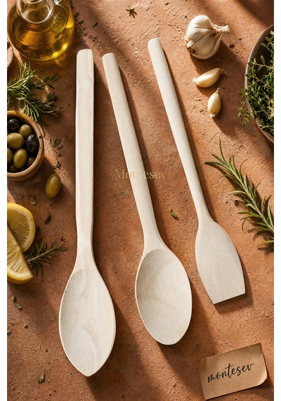 Doğal Şimşir Ağacı Ahşap Tahta Kaşık Spatula Seti Ağaç Kaşık 3lü Set Ahşap