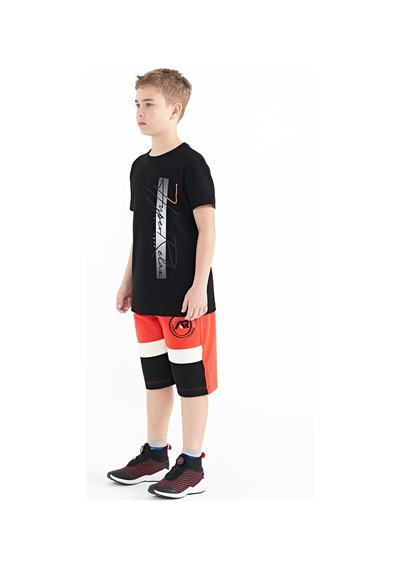 Tommylife Tommy Life Fiesta Renkli Baskılı Bağcıklı Nakış Detaylı Standart Kalıp Erkek Çocuk Şort - 11129 Kırmızı