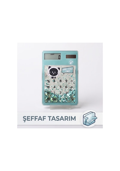 Şeffaf Hesap Makinesi - Sevimli Simli Tasarım Çok Renkli