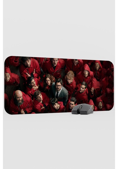 La Casa De Papel V1 70x30 Xl Gaming Kauçuk Kaymaz Taban Mouse Pad Fare Altlığı