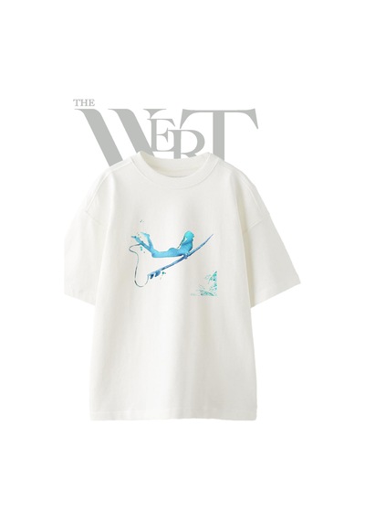 Thewert Surfer Girl Tasarım Baskılı Ünisex Beyaz Oversize T-shirt