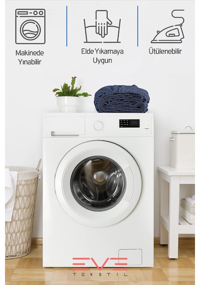 Eve Tekstil Fitted Yüksek Kaliteli Penye Kumaş Tek Kişilik Lastikli Çarşaf Lacivert