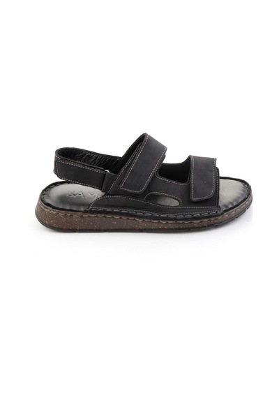 Siyah Hakiki Deri Erkek Sandalet E05433011501