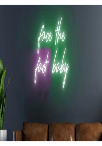 Twins Led Face The Fact Baby Yazılı Neon Tabela Yeşil-pembe Model:model:21503366 Yeşil - Pembe