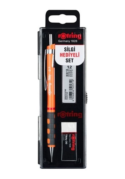 Rotring Tikky Okul Seti 0.7 Mm Neon Turuncu Versatil Kalem + Silgi + Uç