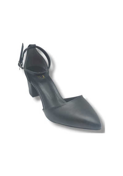 C-shoes Cv104-26 Cilt Sivri Burun Kalın Topuklu Karnıyarık Kadın Ayakkabı 6cm 41-42 Siyah
