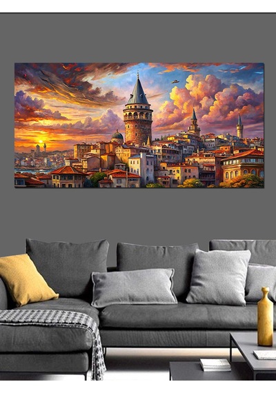 Kanvas Tablo Galata Kulesi Gün Batımı