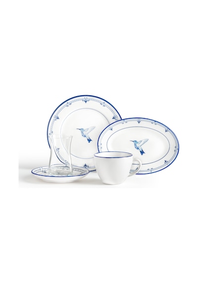 Madame Coco Oiseau 2 Kişilik 10 Parça İkram Yemek Seti - Mavi/beyaz 8684427282304 Çok Renkli