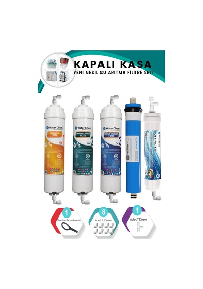 Kapalı Kasa İki Tarafı Quick 5 Li Filtre Seti Nsf Ve Wras Belgeli Vontron Membranlı Set