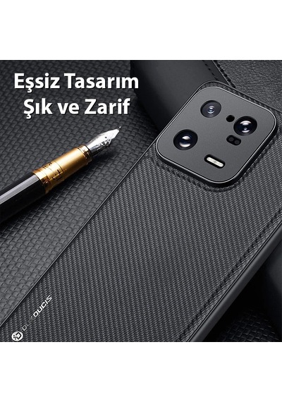 Hepsi Dux Ducis Xiaomi 13 Pro Fino Serisi Premium Dokuma Silikon Kılıf- 5775 Najmaddin Siyah