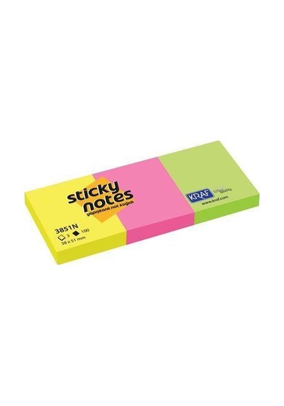 Kraf Yapışkanlı Not Kağıdı 38X51 Neon 3851N 3'Lü