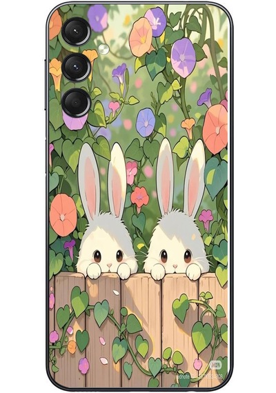 Samsung Galaxy A24 Uyumlu Tavşan Kardeşler Baskılı Silikon Kılıf Renkli